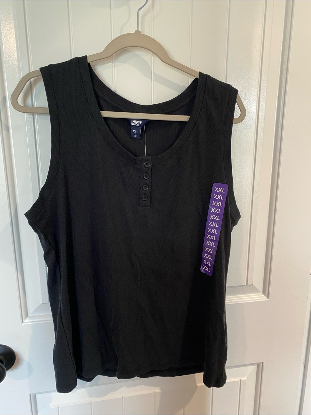 Lands' End Black Sleeveless Henley Tank